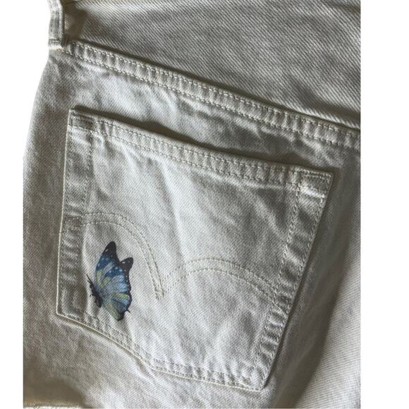 Levi's 501 Shorts Size 30 High Rise Button Fly Butterfly Cut Off Denim White NWT - Picture 9 of 13